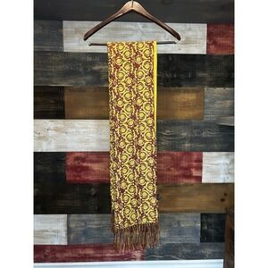 Vintage Gianni Versace Scarf Tassel Madusa Large Gold Red  Silk